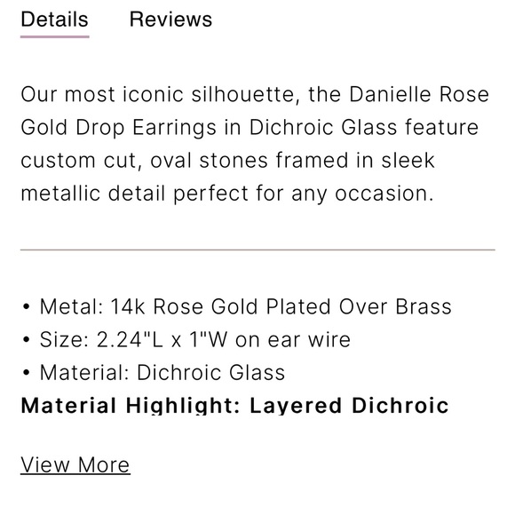 Rose Gold Dichroic Glass Danielle’s by Kendra Scott - Picture 2 of 5